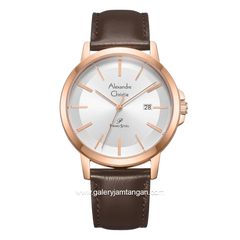 Alexandre Christie Primo Steel AC 1036 MDLRGSL Brown Rosegold Leather Strap