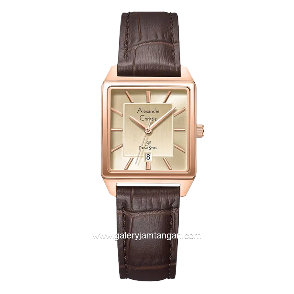 Alexandre Christie AC 1038 LD Brown Rosegold Leather Strap