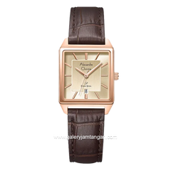 Alexandre Christie AC 1038 LD Brown Rosegold Leather Strap