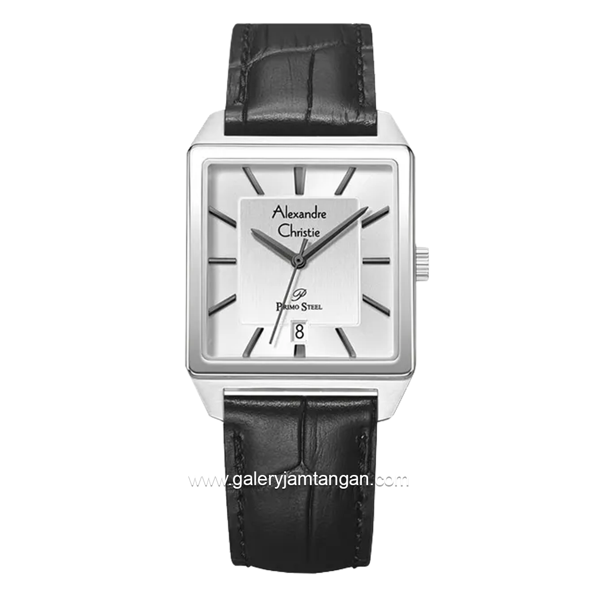 Alexandre Christie AC 1038 MD Black Dial Silver Leather Strap