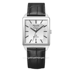 Alexandre Christie AC 1038 MD Black Dial Silver Leather Strap