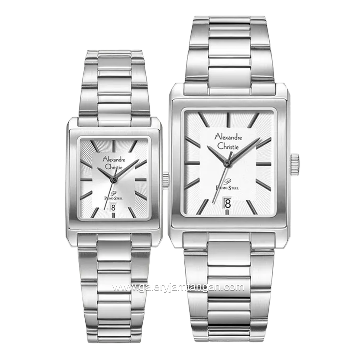 Alexandre Christie AC 1039 MD & AC 1039 LD Silver Dial White Stainless Steel
