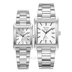 Alexandre Christie AC 1039 MD & AC 1039 LD Silver Dial White Stainless Steel