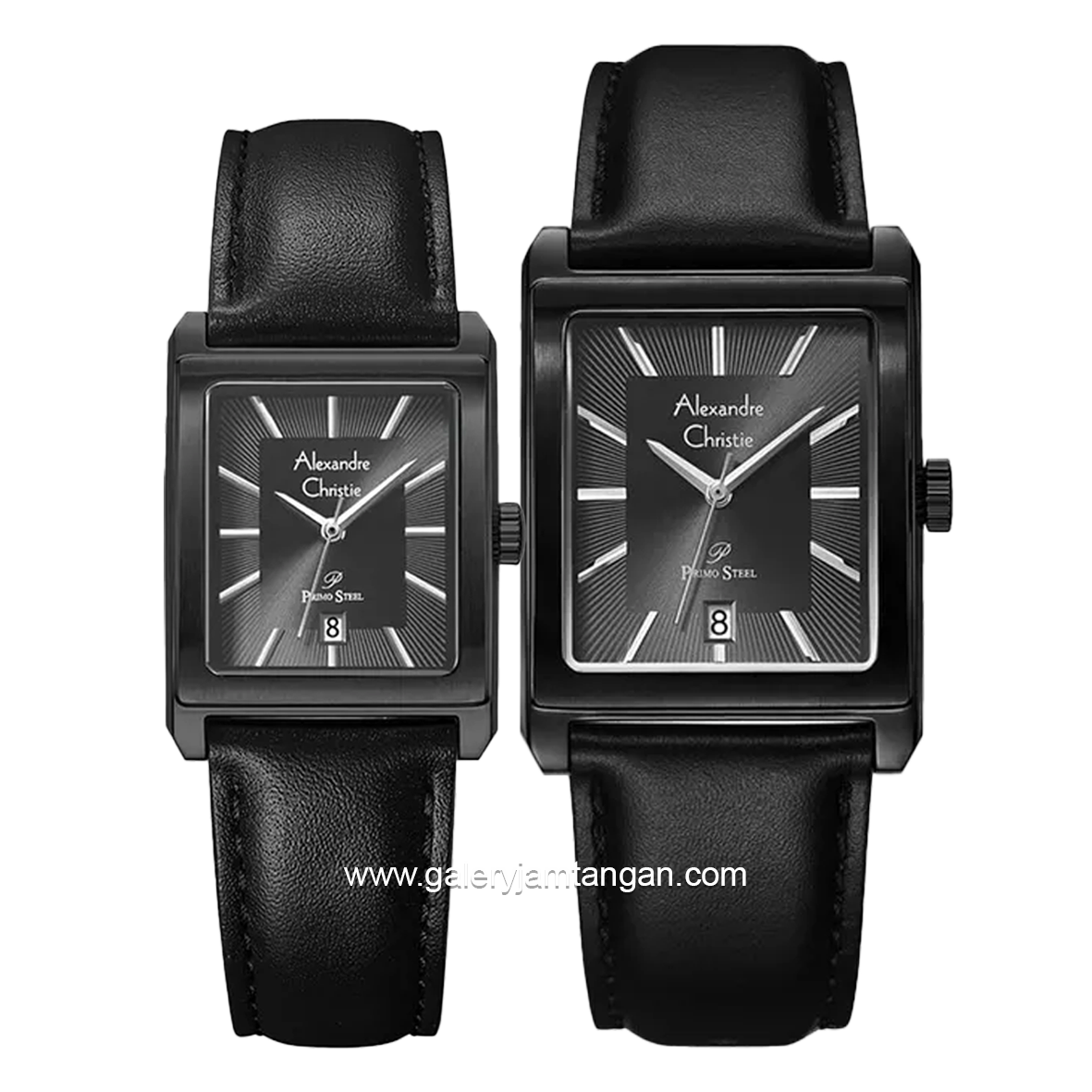 Alexandre Christie AC 1039 MD & AC 1039 LD Full Black Leather Strap