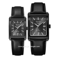 Alexandre Christie AC 1039 MD & AC 1039 LD Full Black Leather Strap