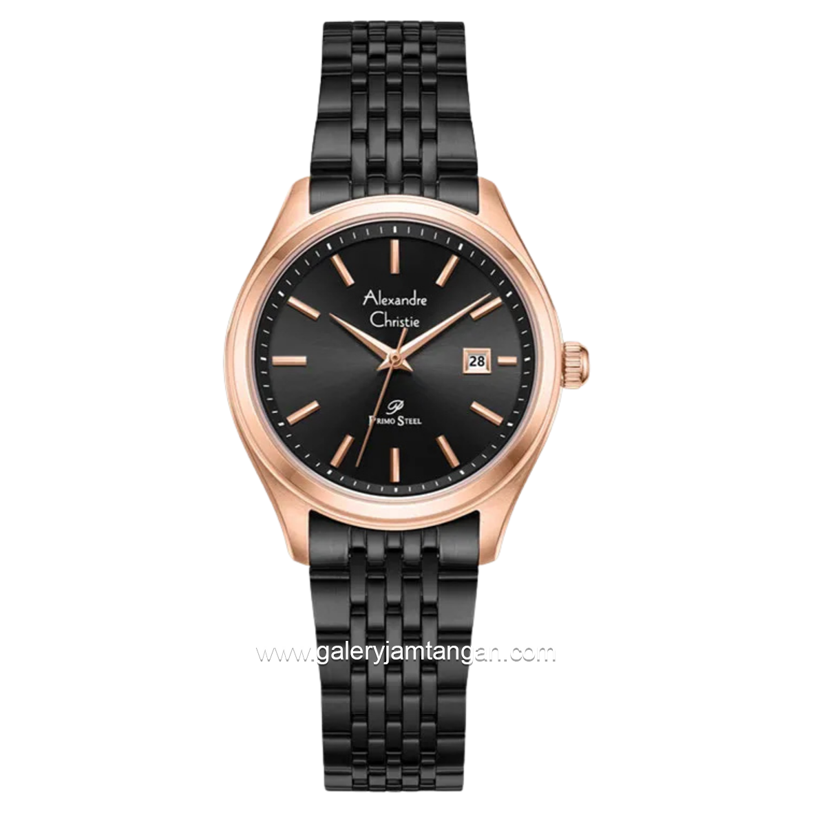 Alexandre Christie AC 1040 LD Black Rosegold Stainless Steel Strap