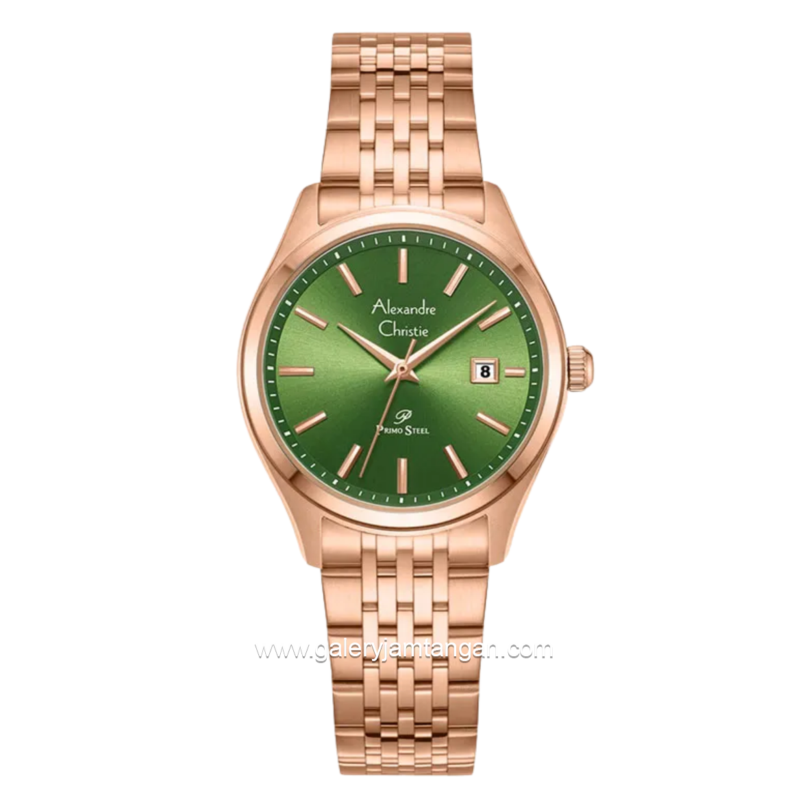 Alexandre Christie AC 1040 LDBRGGN Rosegold Dial Green Stainless Steel Strap