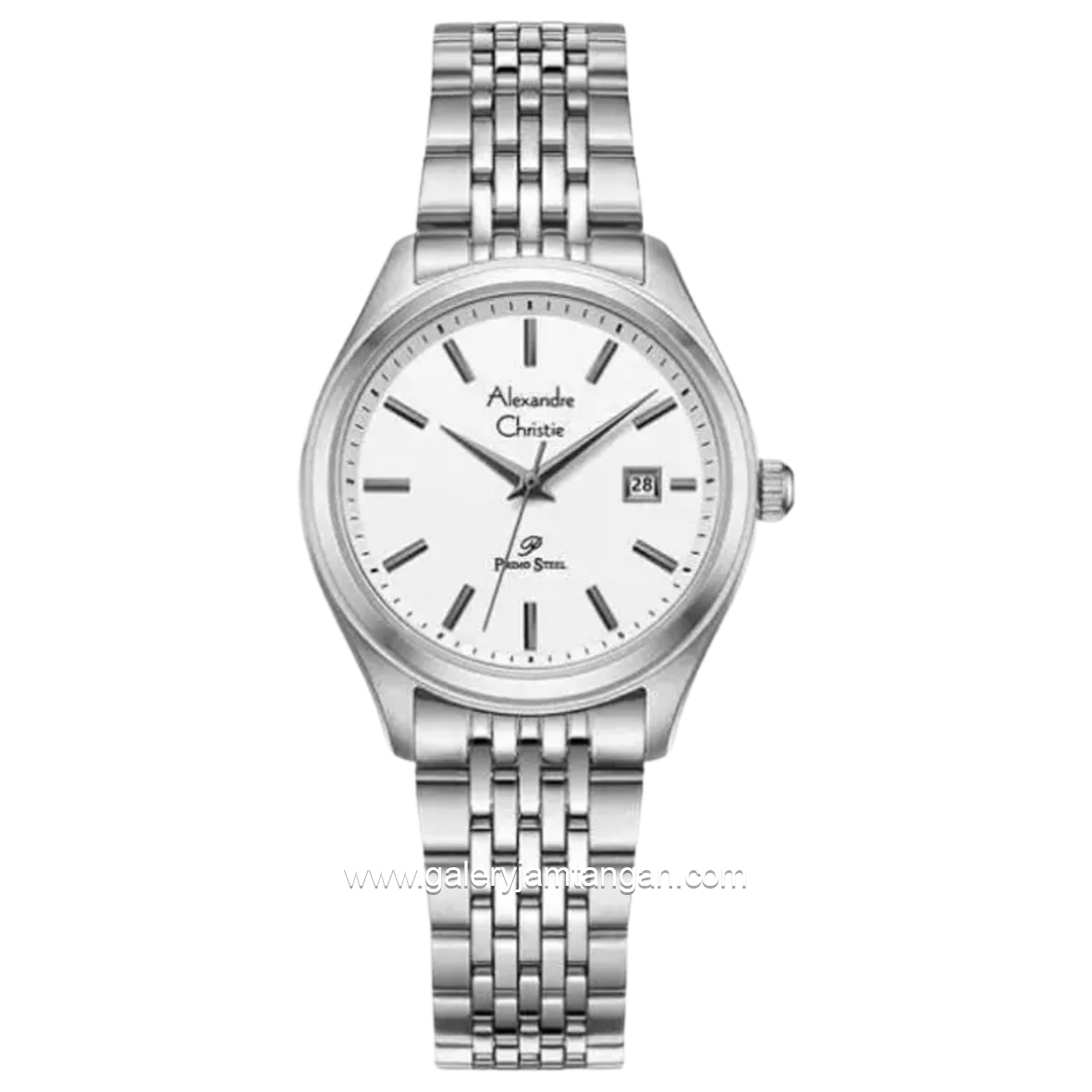 Alexandre Christie AC 1040 LD Silver Dial White Stainless Steel Strap