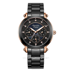 Alexandre Christie AC 2377 BF Collection Black Rosegold Ceramic Strap