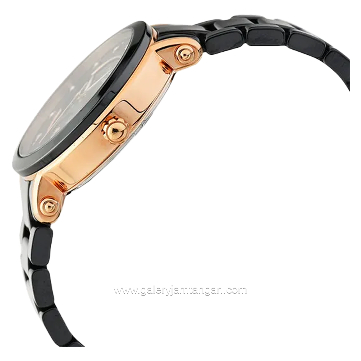 Alexandre Christie AC 2377 BF Collection Black Rosegold Ceramic Strap