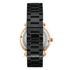 Alexandre Christie AC 2377 BF Collection Black Rosegold Ceramic Strap