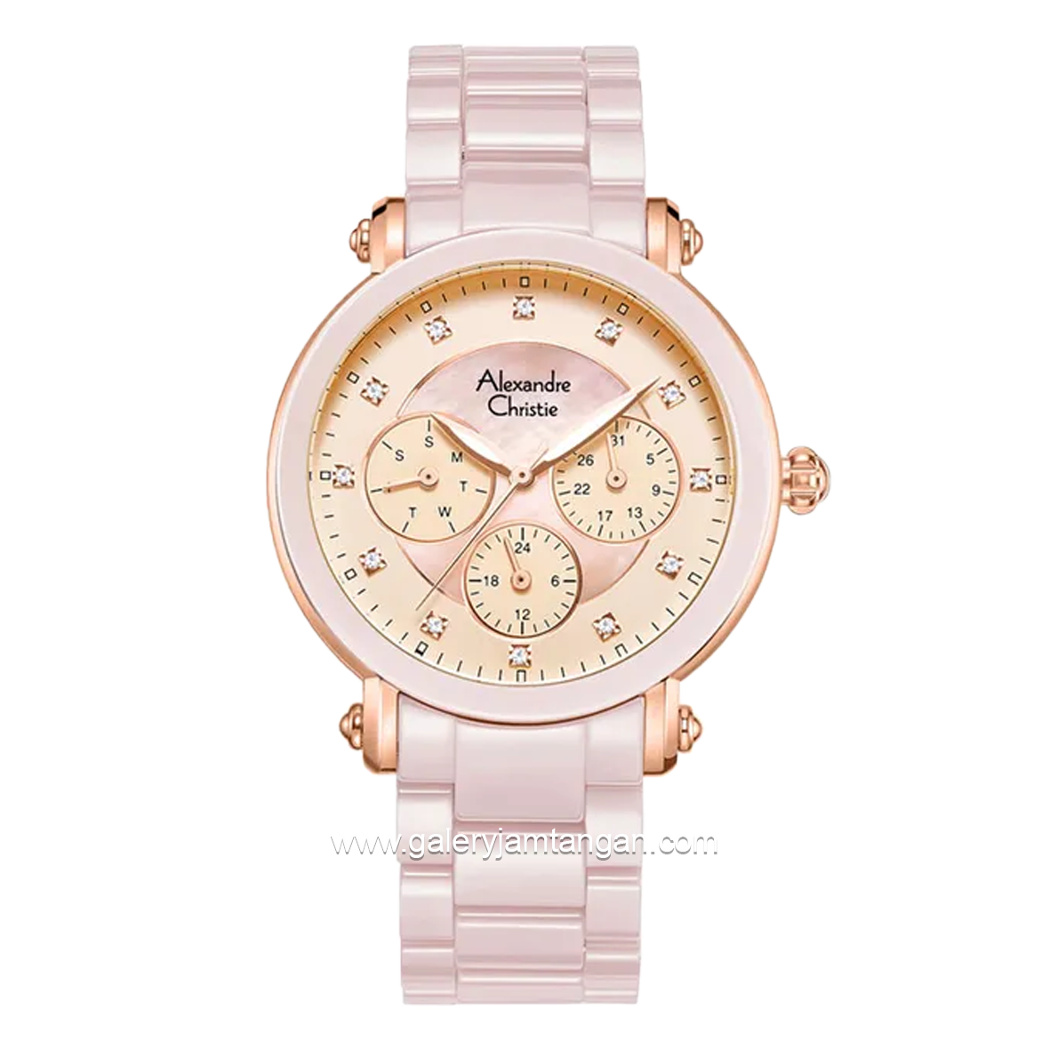 Alexandre Christie AC 2377 BF Collection Pink Rosegold Ceramic Strap