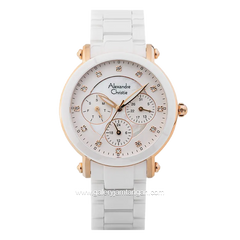 Alexandre Christie AC 2377 BF Collection White Rosegold Ceramic Strap