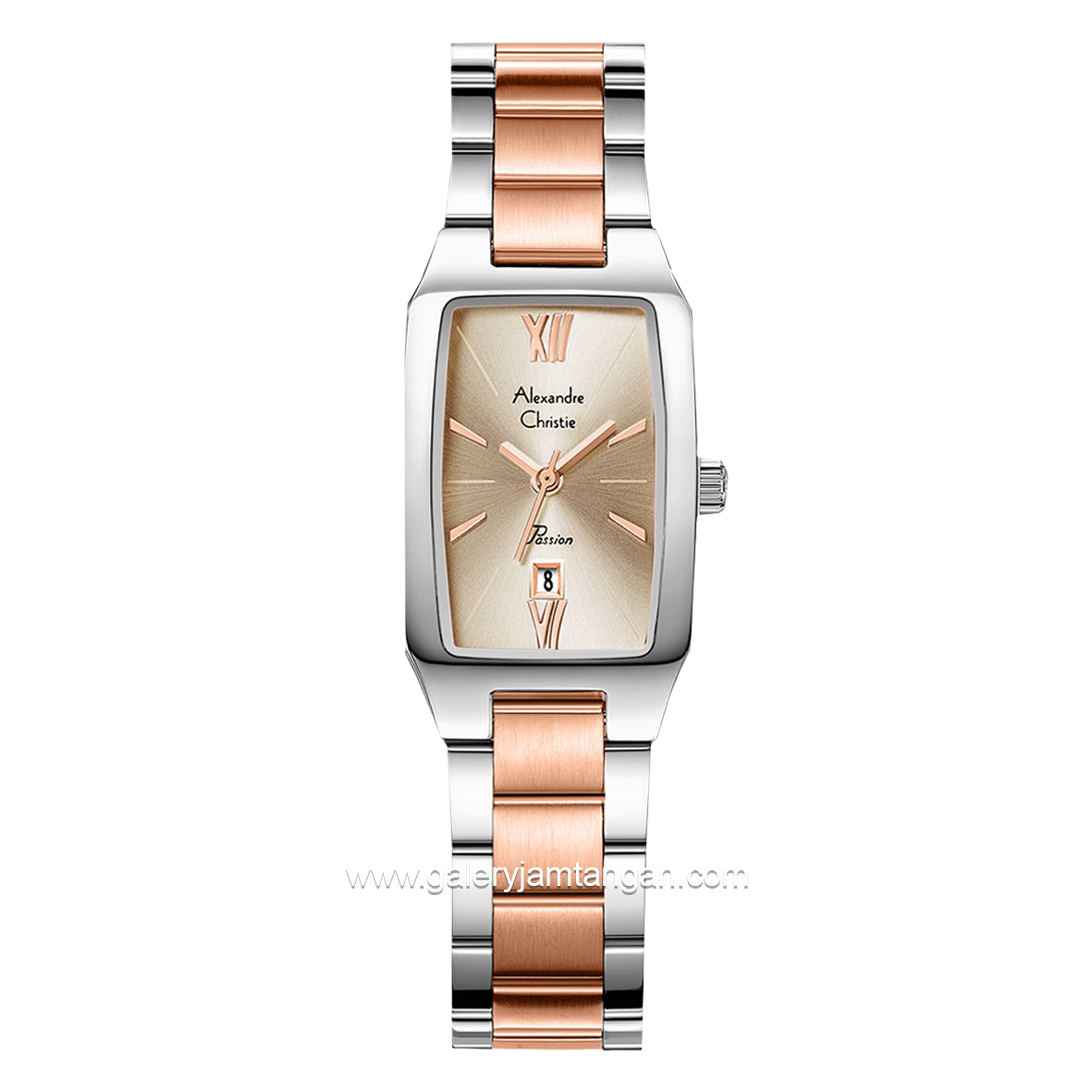 Alexandre Christie Passion AC 2455 LD Silver Combinasi Rosegold Stainless Steel Stap
