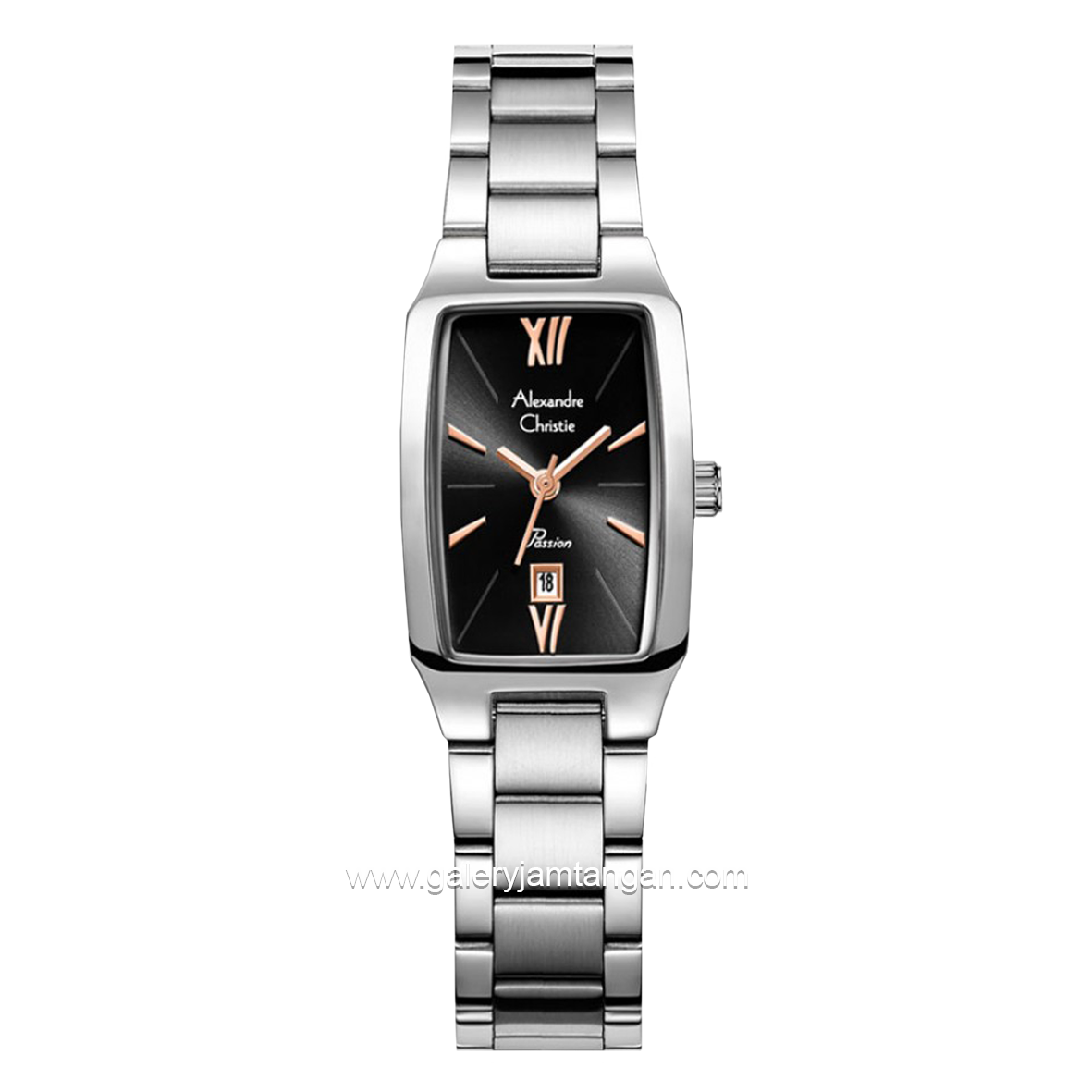 Alexandre Christie Passion AC 2455 LD Silver Dial Black Stainless Steel Stap