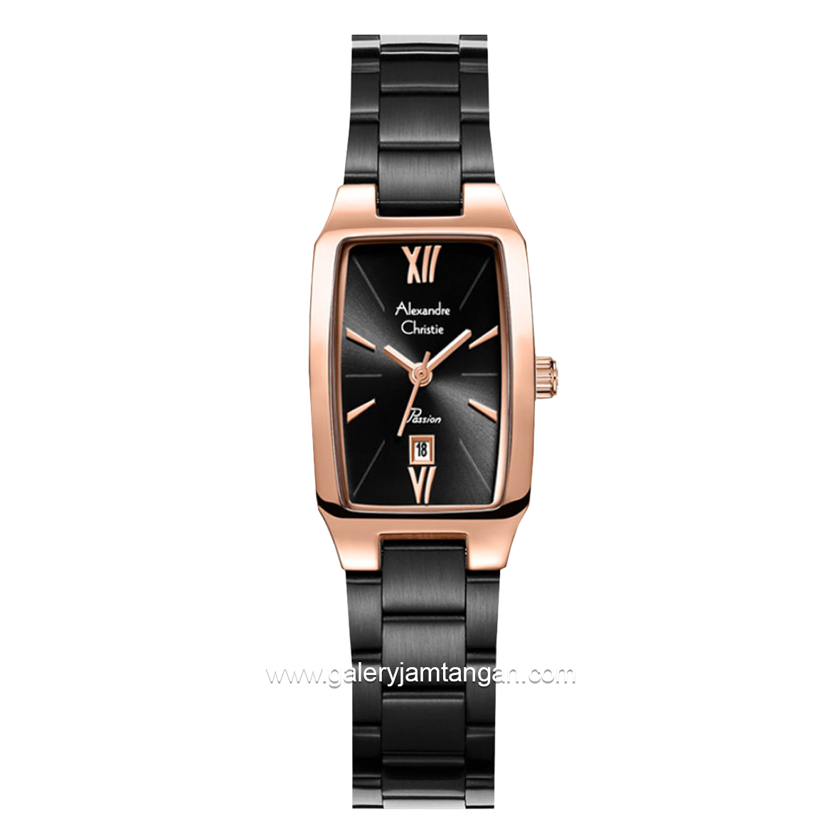 Alexandre Christie Passion AC 2455 LD Black Rosegold Stainless Steel Stap