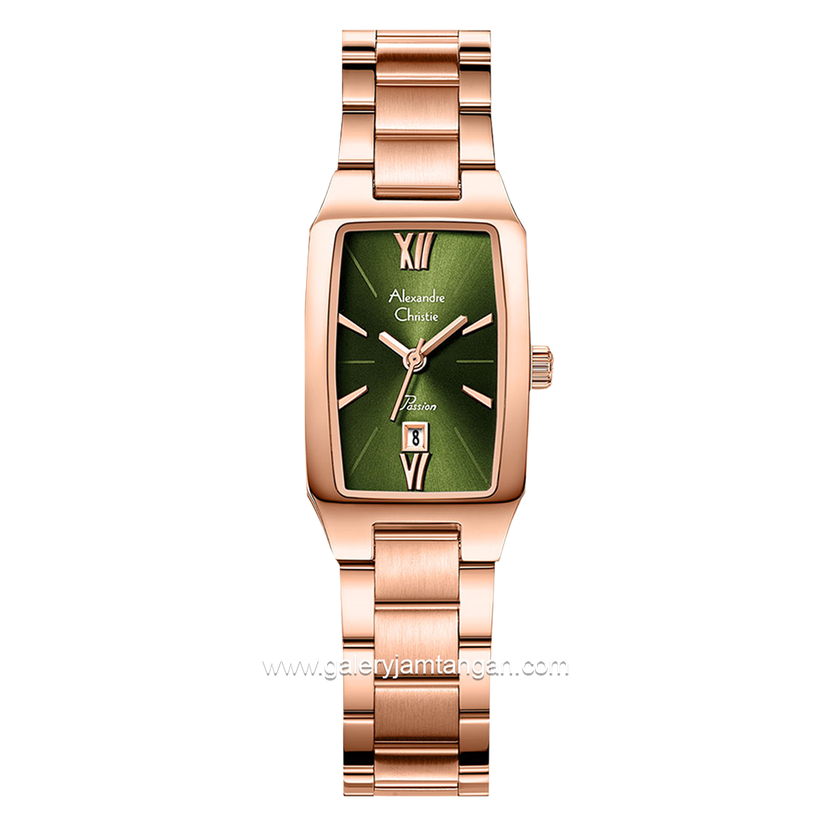 Alexandre Christie Passion AC 2455 LD Rosegold Dial Green Stainless Steel Stap