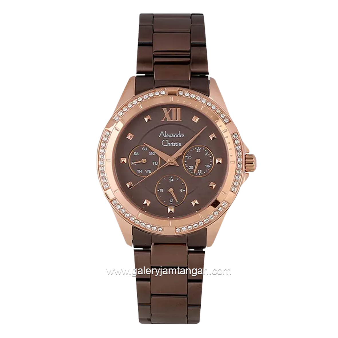 Alexandre Christie AC 2644 BF Brown Rosegold Multifunction Stainless Steel