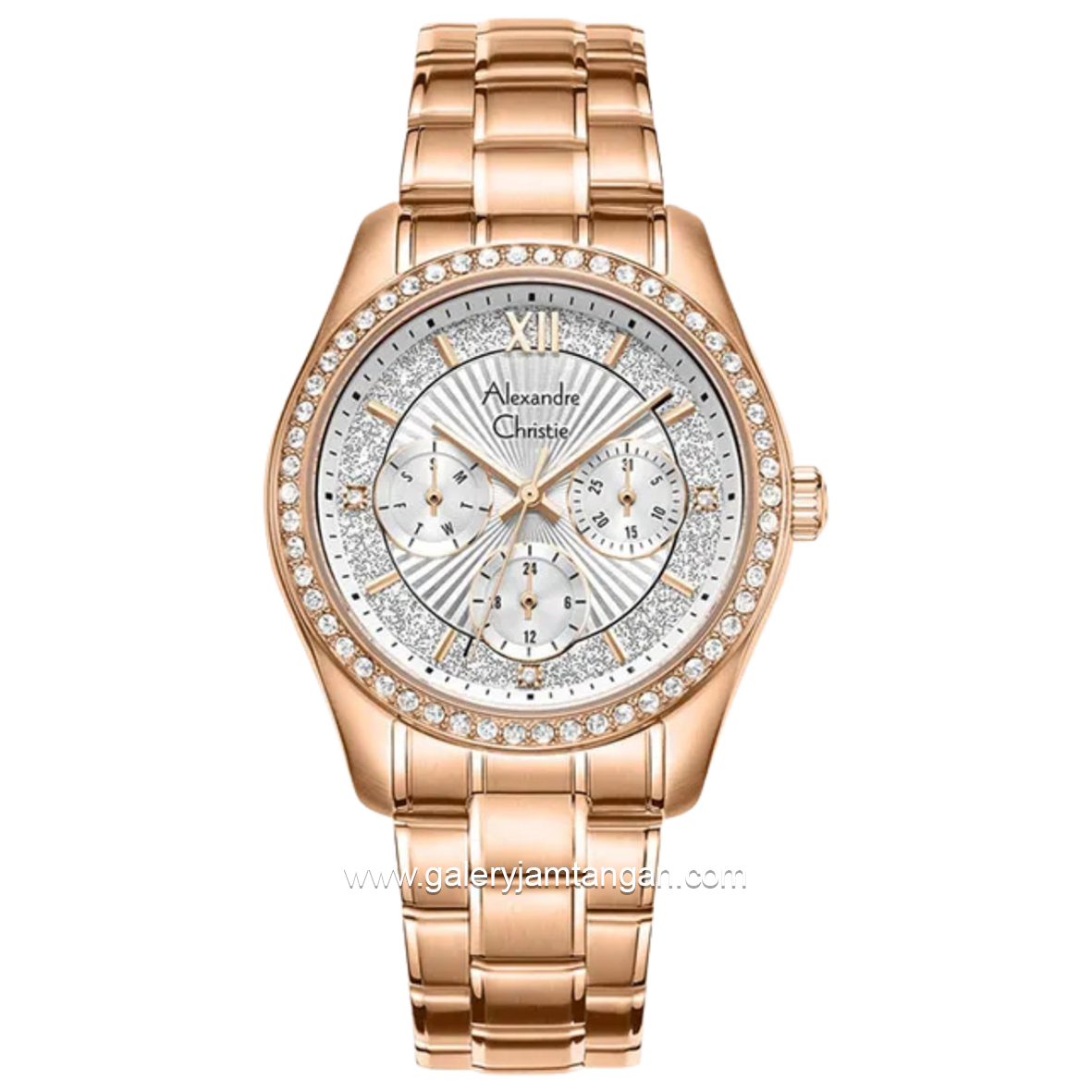 Alexandre Christie AC 2645 BF Multifunction Rosegold White Stainless Steel Strap