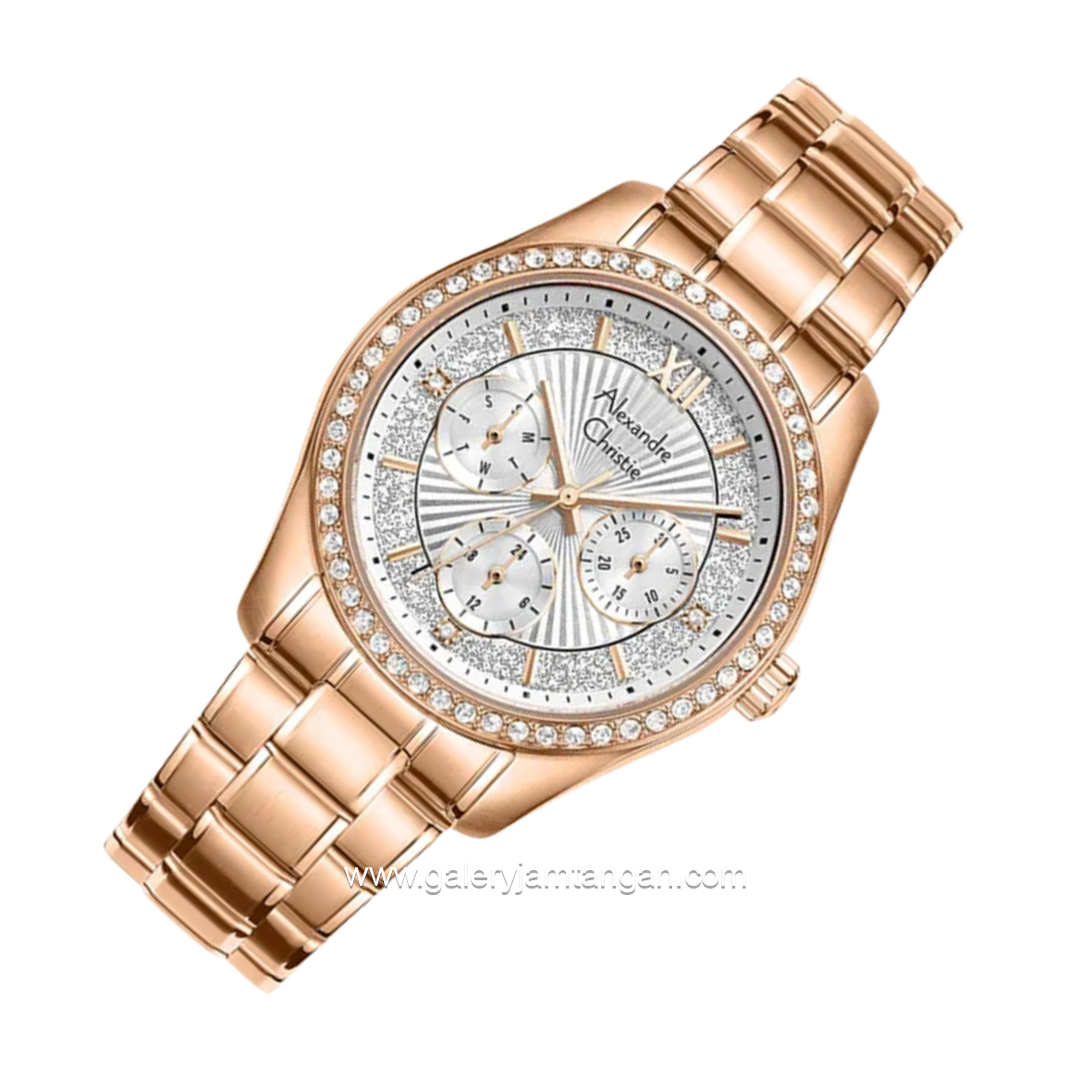 Alexandre Christie AC 2645 BF Multifunction Rosegold White Stainless Steel Strap