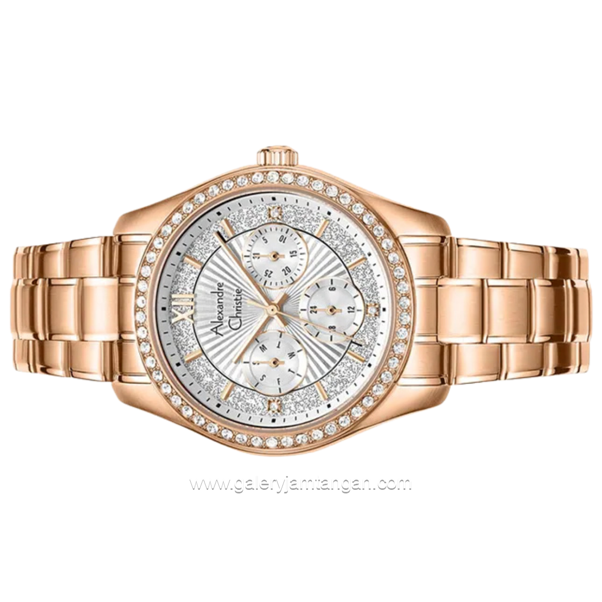 Alexandre Christie AC 2645 BF Multifunction Rosegold White Stainless Steel Strap