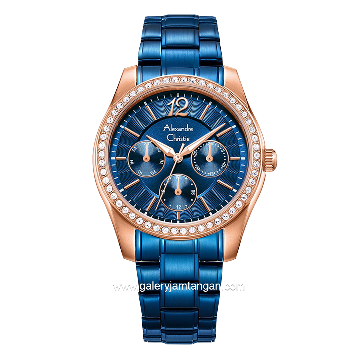 Alexandre Christie AC 2645 BF Multifunction Navy Rosegold Stainless Steel Strap