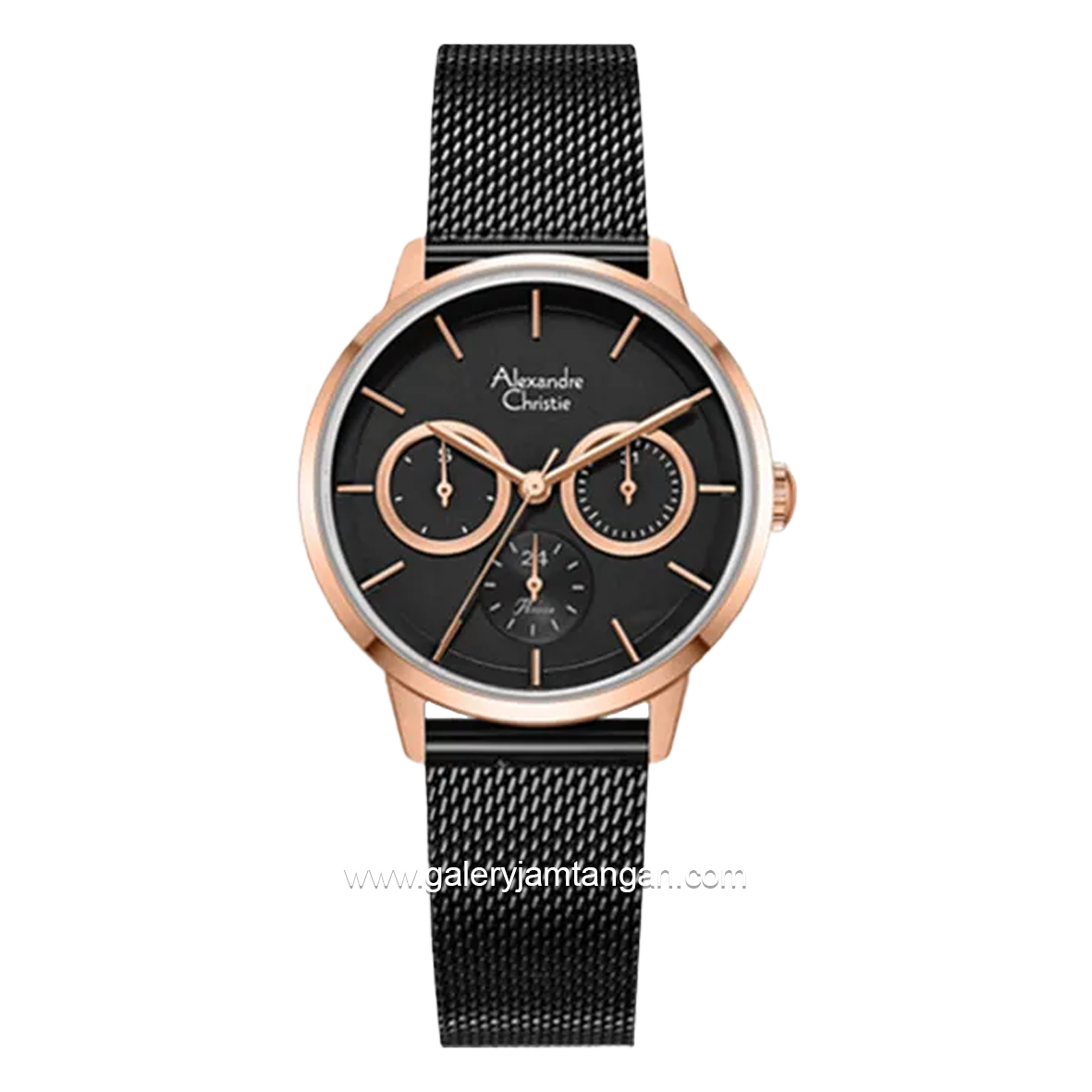 Alexandre Christie AC 2682 BF Black Rosegold Shandrope Strap