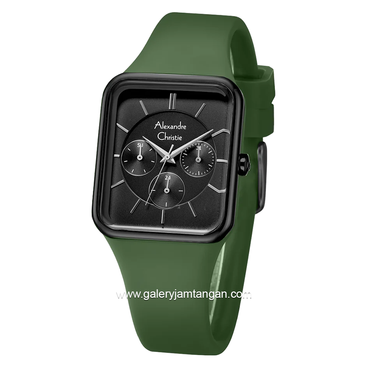 Alexandre Christie AC 2744 BF Green Black Multifunction Rubber Strap
