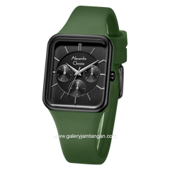 Alexandre Christie AC 2744 BF Green Black Multifunction Rubber Strap