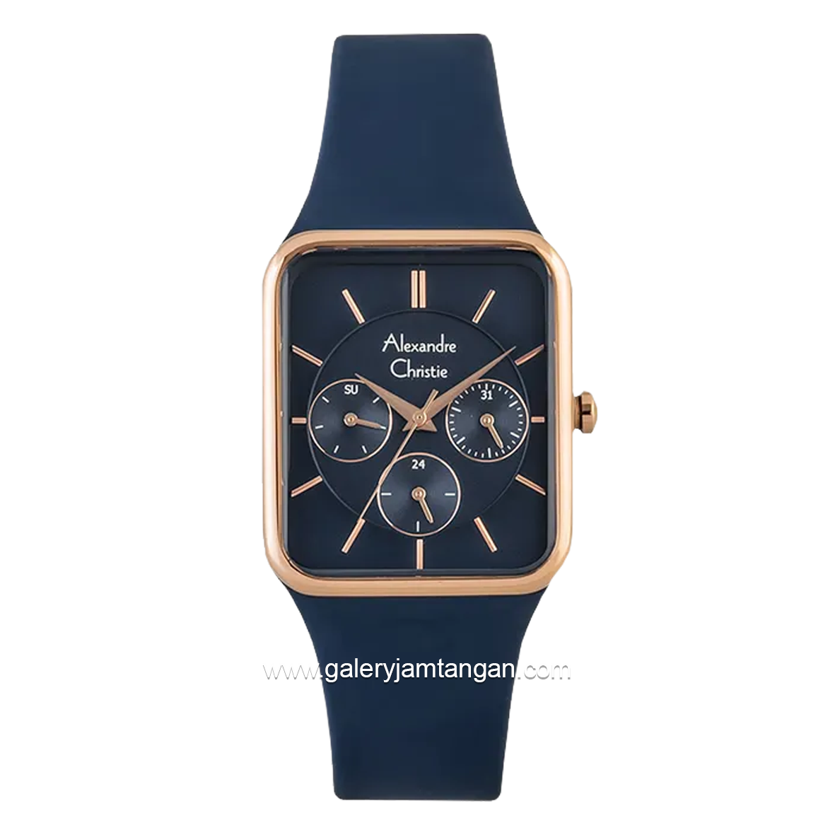 Alexandre Christie AC 2744 BF Blue Rosegold Rubber Strap