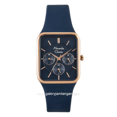 Alexandre Christie AC 2744 BF Blue Rosegold Rubber Strap