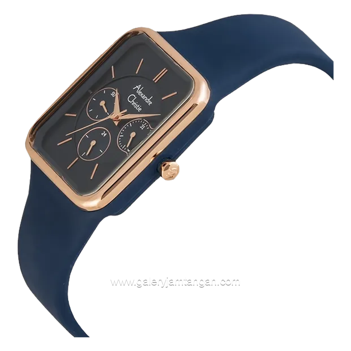 Alexandre Christie AC 2744 BF Blue Rosegold Rubber Strap