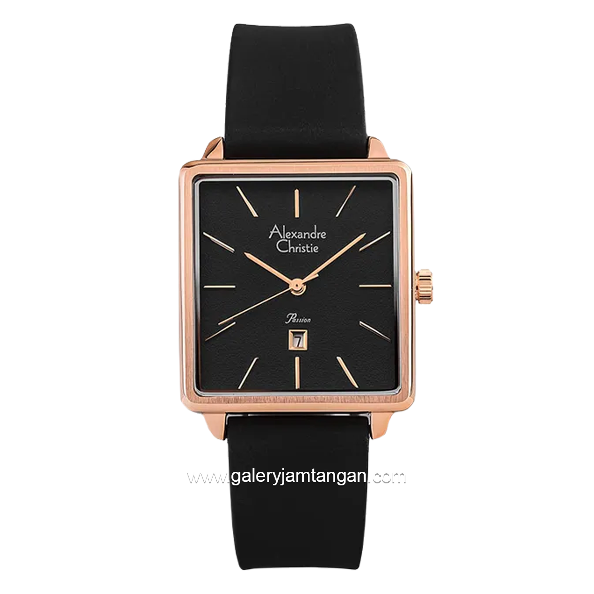 Alexandre Christie AC 2810 LD Black Rosegold Rubber Strap