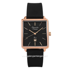 Alexandre Christie AC 2810 LD Black Rosegold Rubber Strap