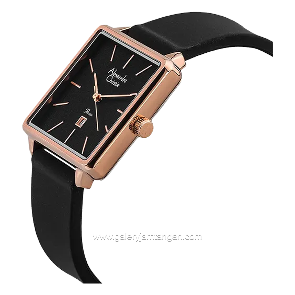 Alexandre Christie AC 2810 LD Black Rosegold Rubber Strap