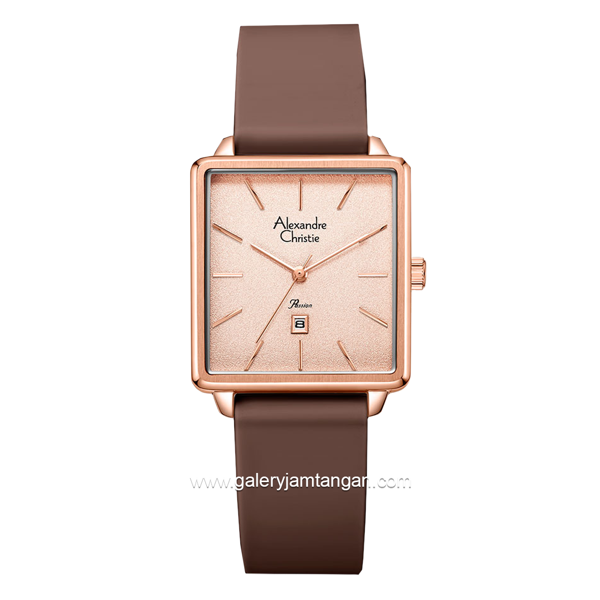 Alexandre Christie AC 2810 LH Brown Rosegold Rubber Strap