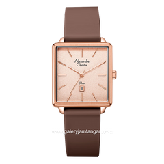 Alexandre Christie AC 2810 LH Brown Rosegold Rubber Strap