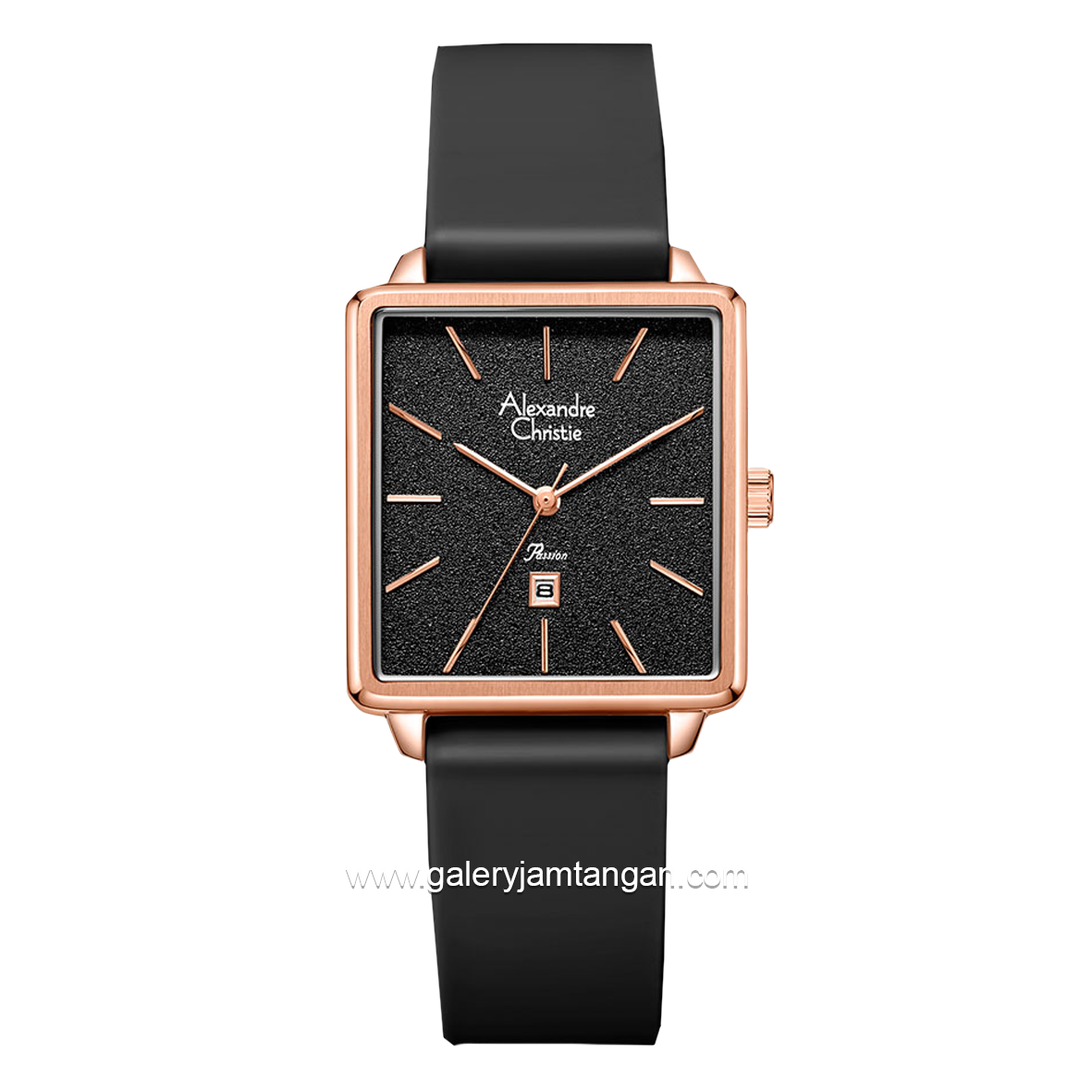 Alexandre Christie AC 2810 LH Black Rosegold Rubber Strap