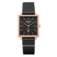 Alexandre Christie AC 2810 LH Black Rosegold Rubber Strap