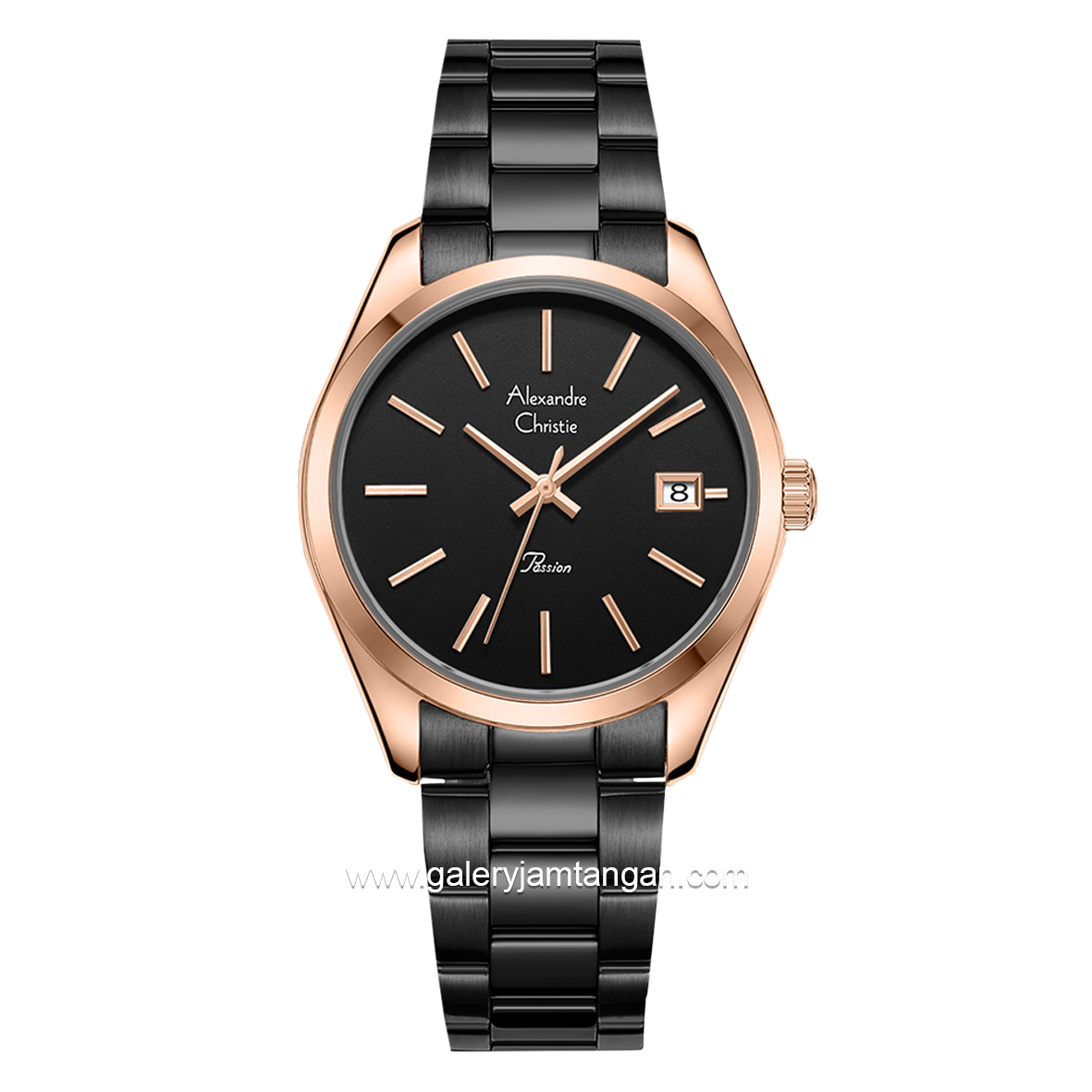 Alexandre Christie Classic AC 2839 LD Black Rosegold Stainless Steel Strap