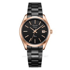 Alexandre Christie Classic AC 2839 LD Black Rosegold Stainless Steel Strap