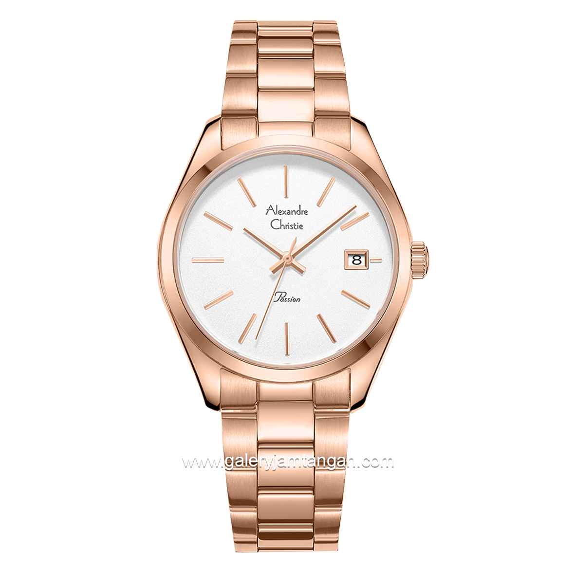 Alexandre Christie Classic AC 2839 LD Full Rosegold Dial White Stainless Steel Strap