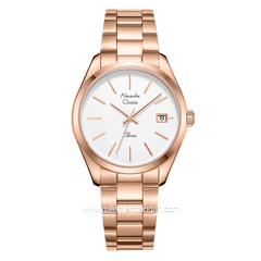 Alexandre Christie Classic AC 2839 LD Full Rosegold Dial White Stainless Steel Strap