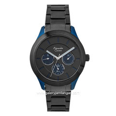 Alexandre Christie Passion AC 2877 BF Gunmetal Blue Multifunction Stainless Steel Strap