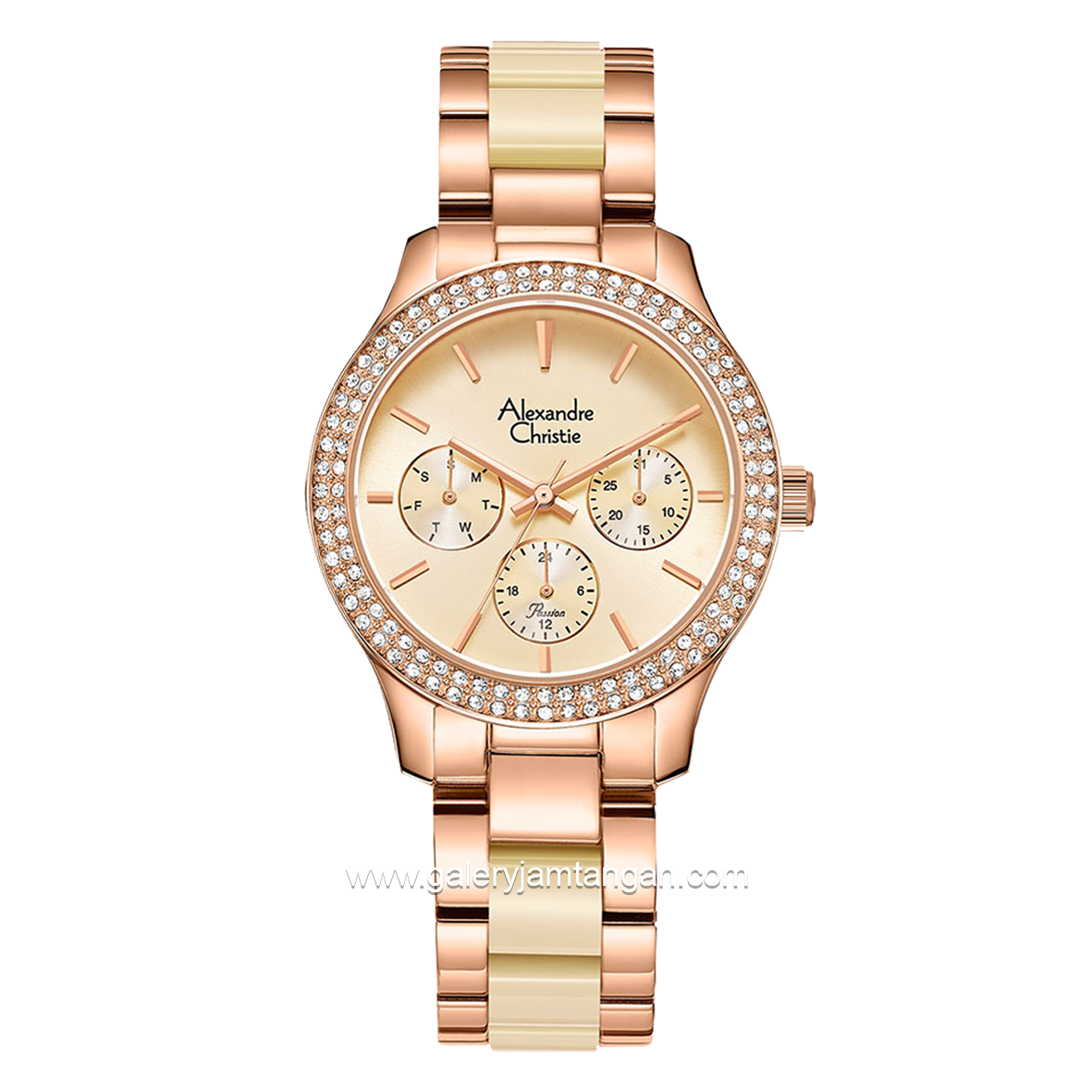 Alexandre Christie Passion AC 2914 BF Ladies Cream Dual Tone Stainless Steel Ceramic Strap