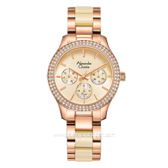Alexandre Christie Passion AC 2914 BF Ladies Cream Dual Tone Stainless Steel Ceramic Strap