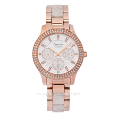 Alexandre Christie Passion AC 2914 BF Ladies Roosegold Dial White Stainless Steel Ceramic Strap