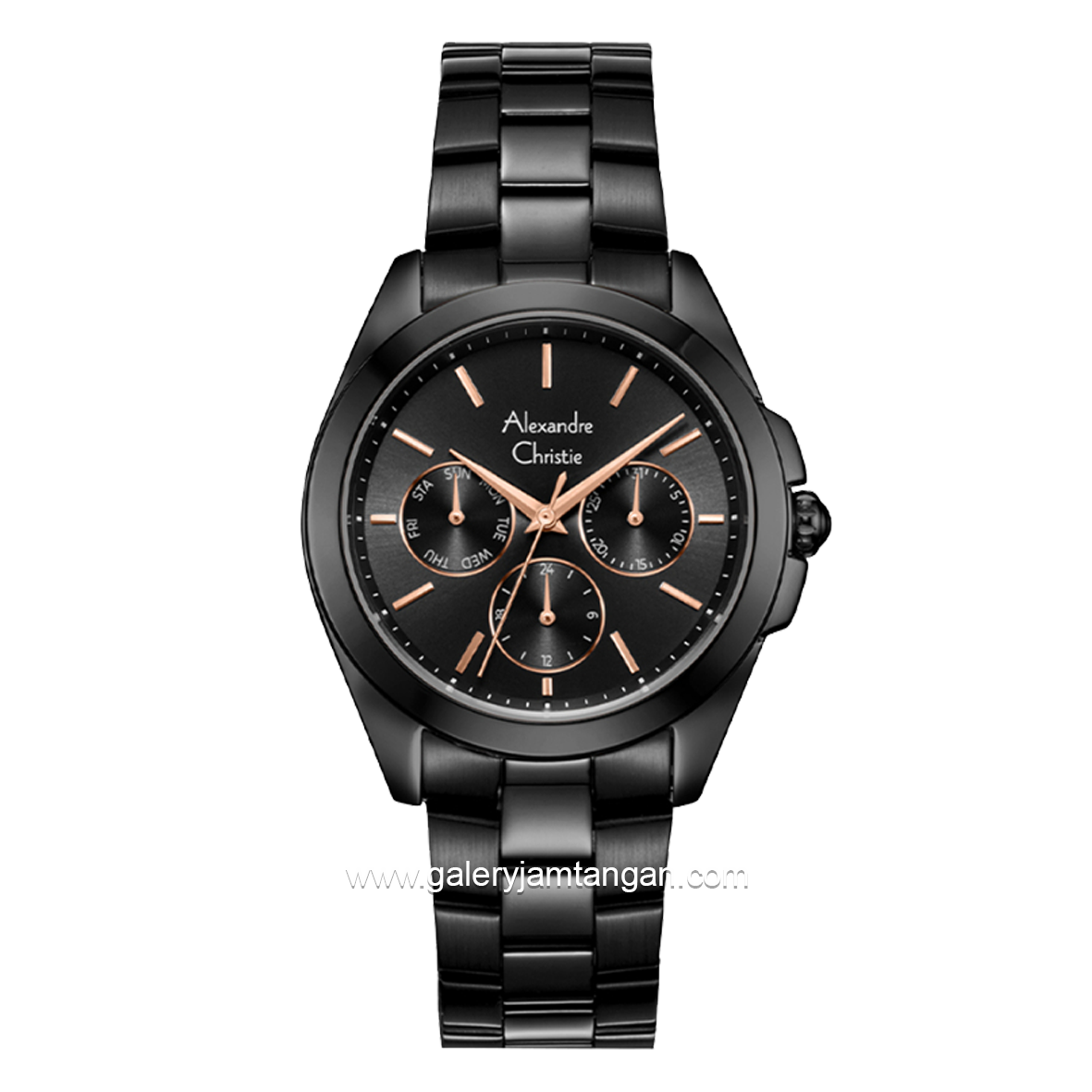 Alexandre Christie Multifunction AC 2977 BF Black Stainless Steel Strap