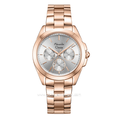Alexandre Christie Multifunction AC 2977 BF Rosegold Dial Silver Stainless Steel Strap