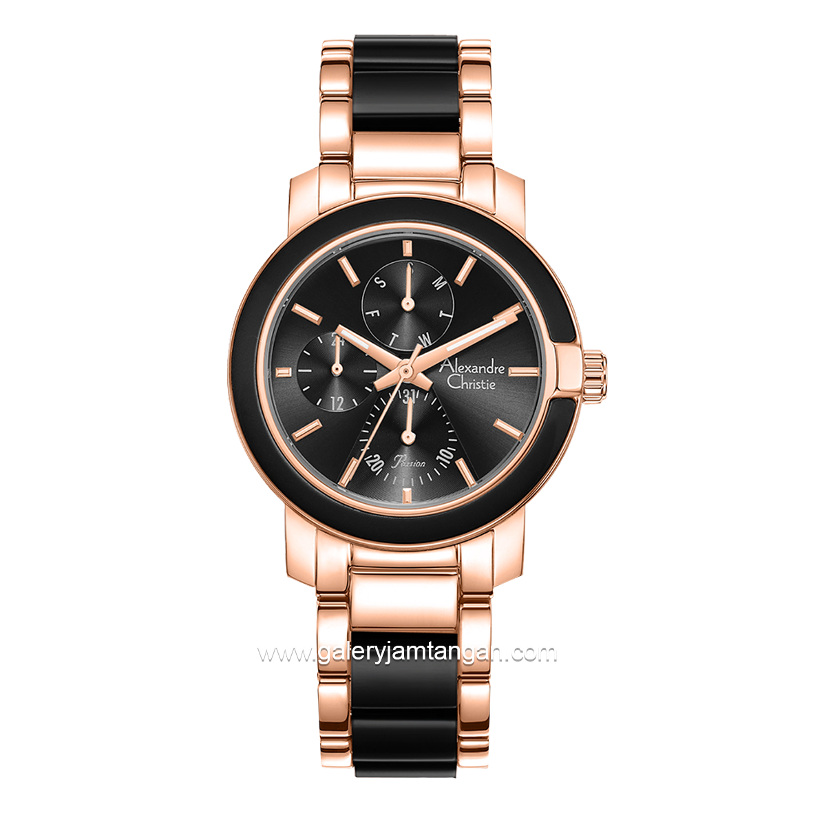 Alexandre Christie AC 2993 BF Black Rosegold Fiber Combinasi Stainless Steel